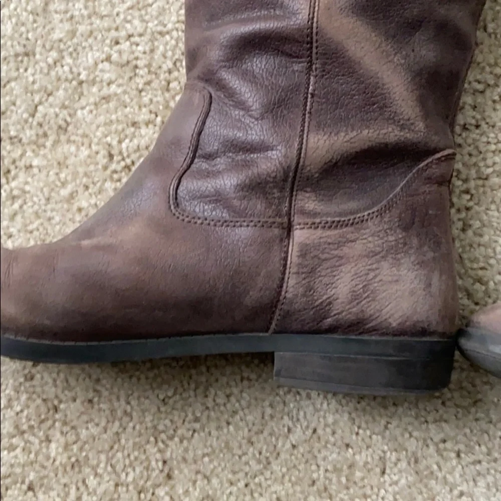 Tall brown all leather boot by Merona size 9.5